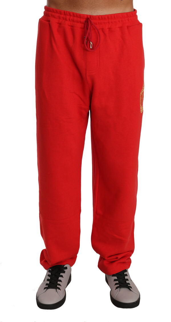 Red Cotton Sweater Pants Tracksuit