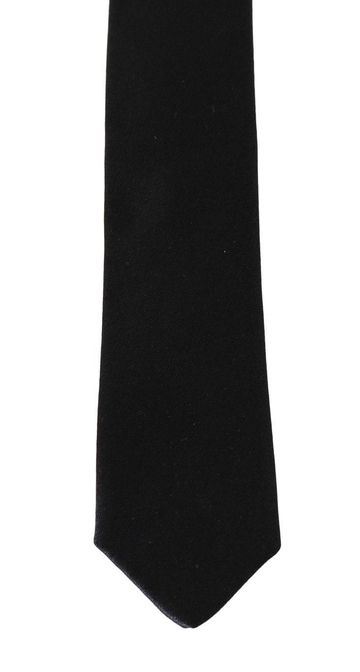 Black Silk Solid Skinny Slim Tie