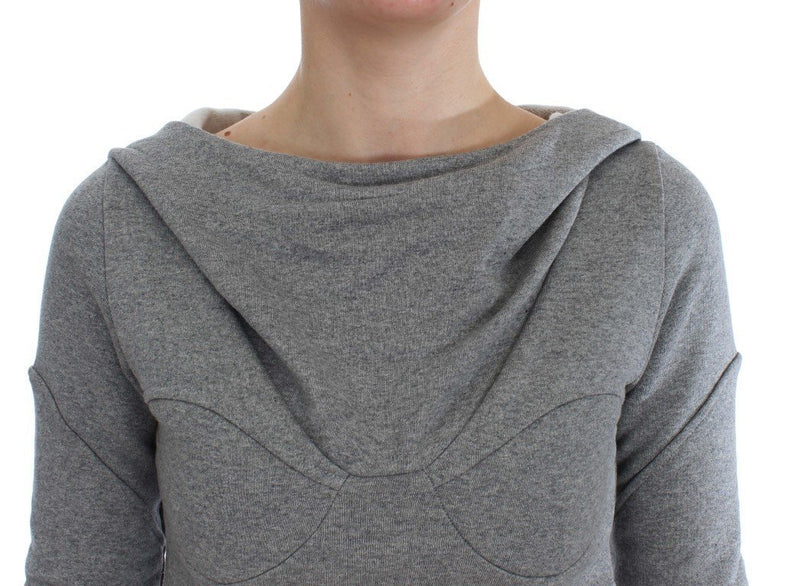Gray Cotton Top Pullover Hooded Sweater
