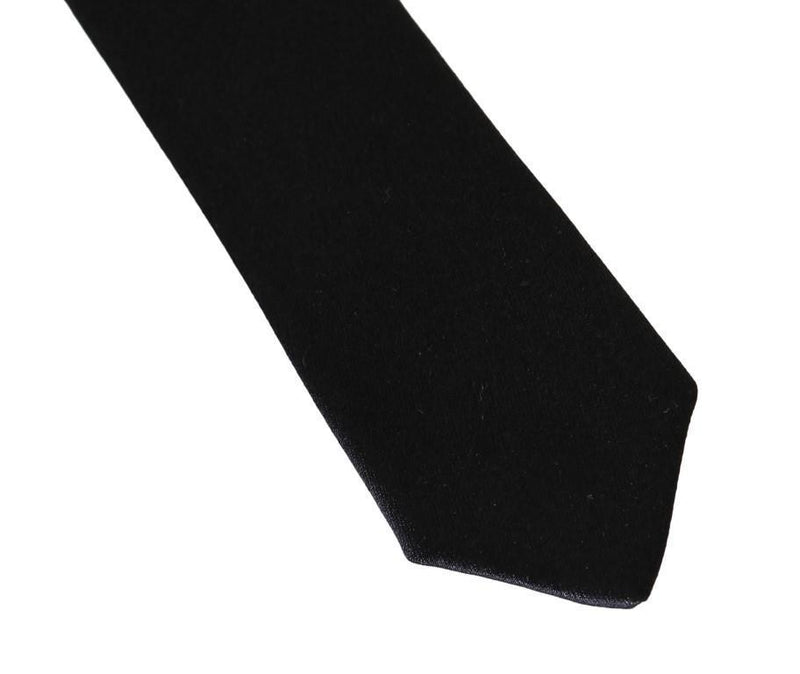 Black Silk Solid Skinny Slim Tie