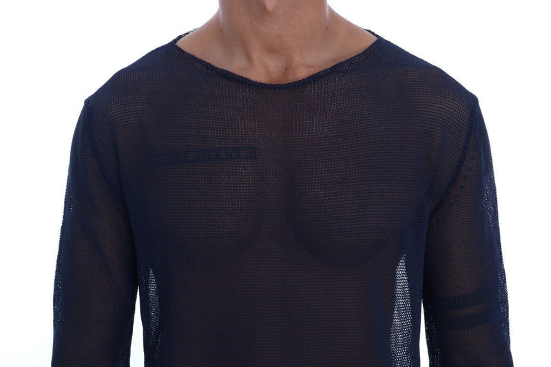 Blue Netted Pullover Sweater