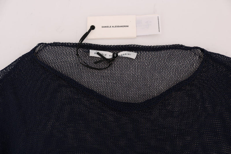 Blue Netted Pullover Sweater