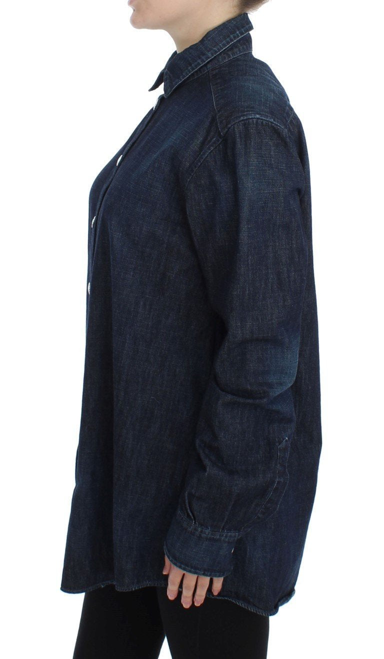 Blue Denim Cotton Jeans Casual Shirt