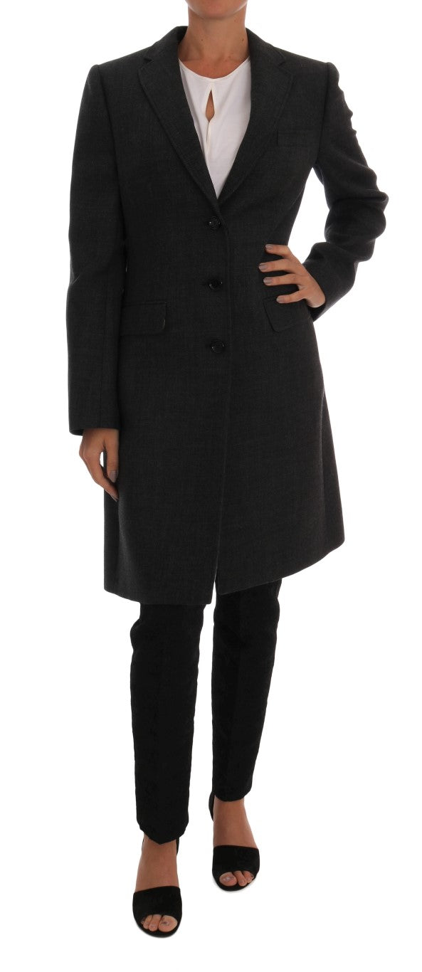 Gray Wool Classic Single Breasted Jacket