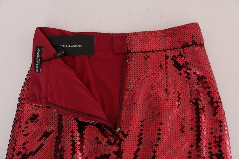 Bordeaux Sequin Peplum Pencil Skirt