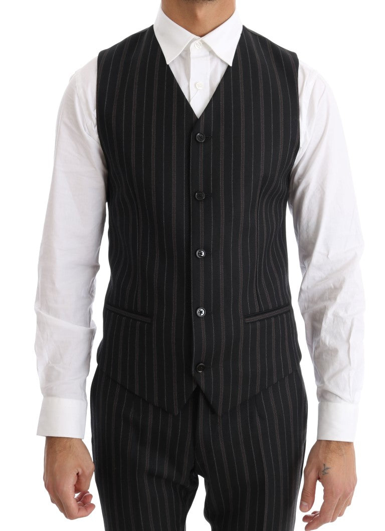 Black Striped Double Breasted 3 Piece Suit