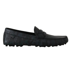 Green Blue Moccasins Leather Loafers