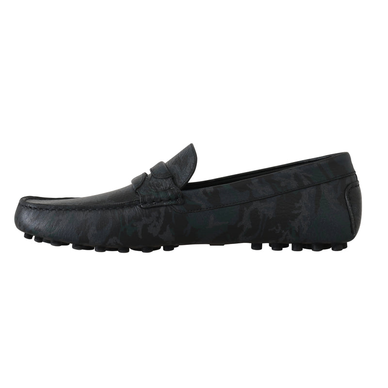 Green Blue Moccasins Leather Loafers