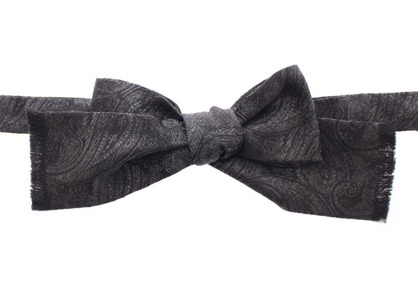 Black Silk Baroque Paisley Untied Bow Tie