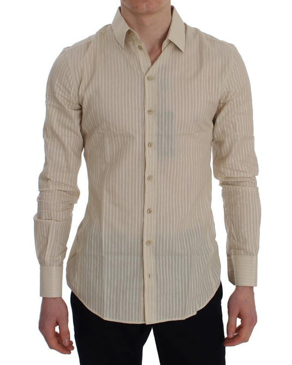 Yellow Striped Cotton Slim SICILIA Shirt