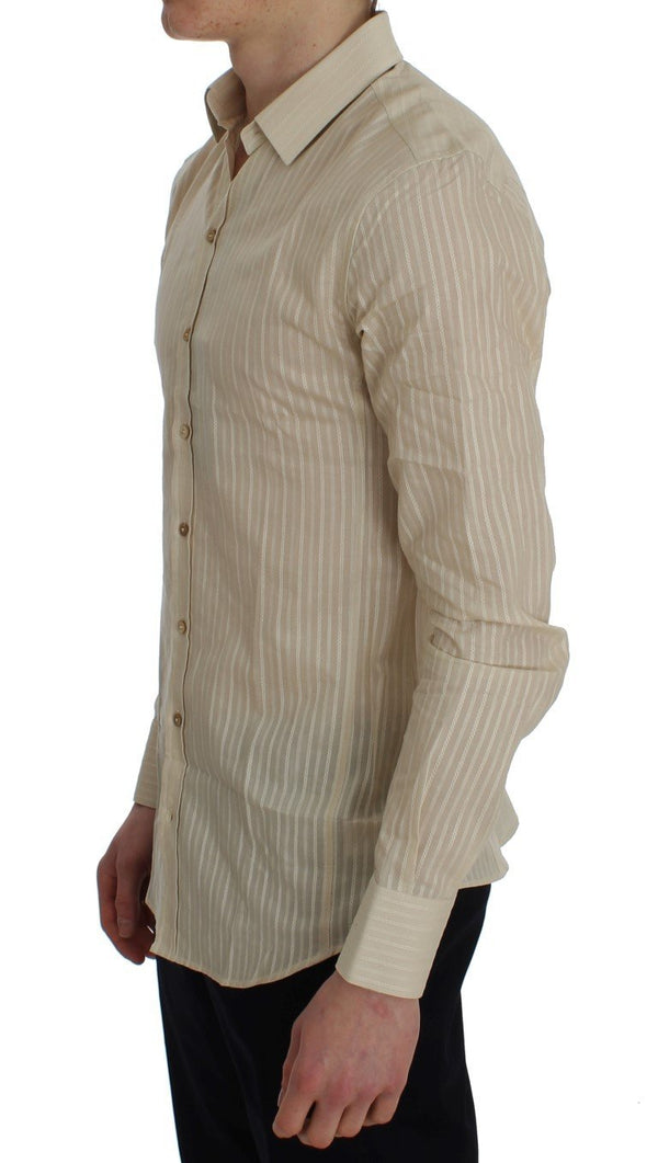 Yellow Striped Cotton Slim SICILIA Shirt