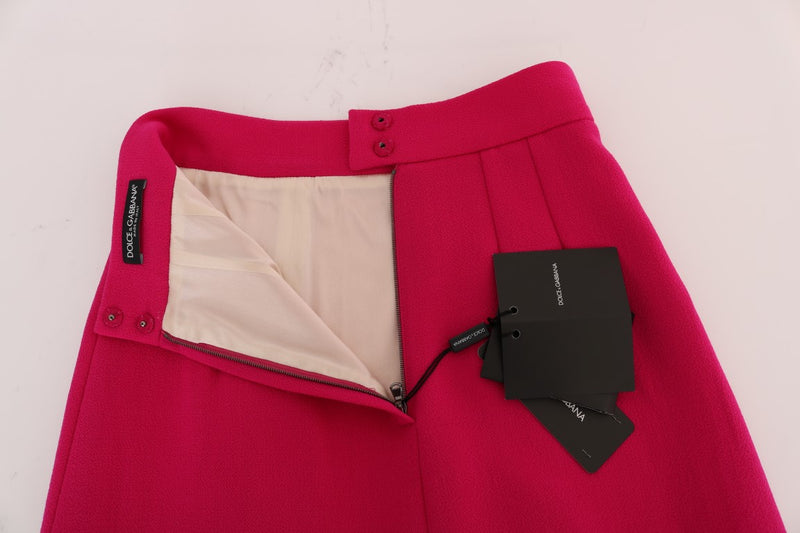 Pink Crystal Button Detail Wool Skirt