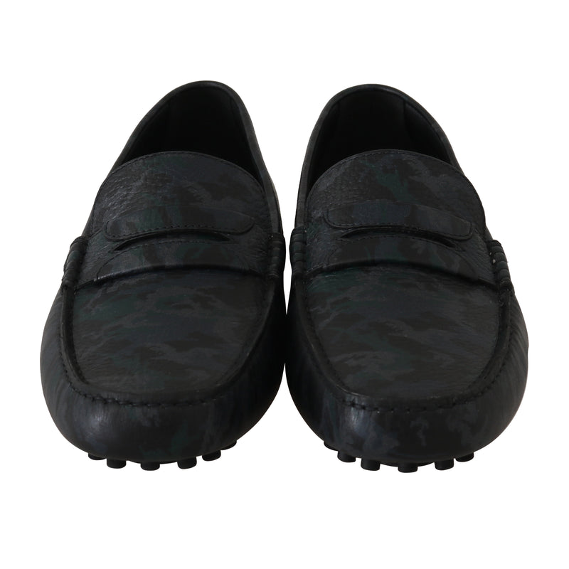 Green Blue Moccasins Leather Loafers