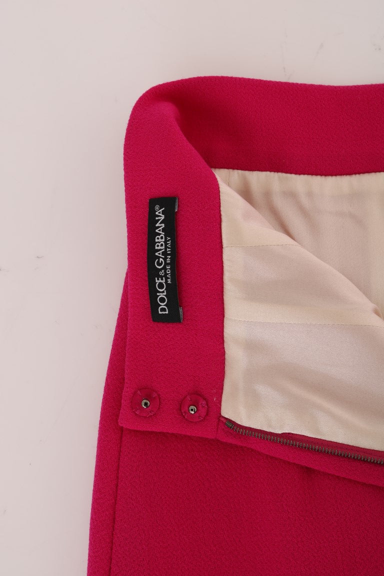 Pink Crystal Button Detail Wool Skirt