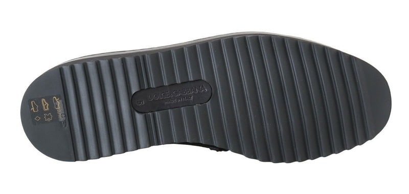 Black Crystal Bee Leather Loafers