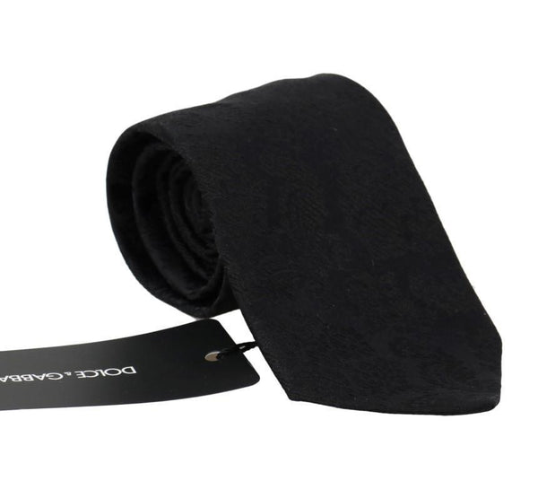 Black Silk Patterned Tie