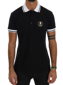 Black Cotton Short Sleeve Polo T-Shirt