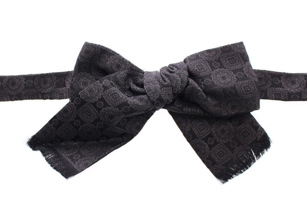 Black Silk Baroque Paisley Untied Bow Tie