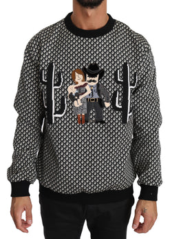 Black Cactus Pattern Cowboy Sweater