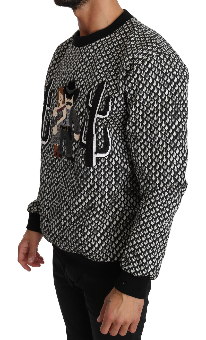 Black Cactus Pattern Cowboy Sweater