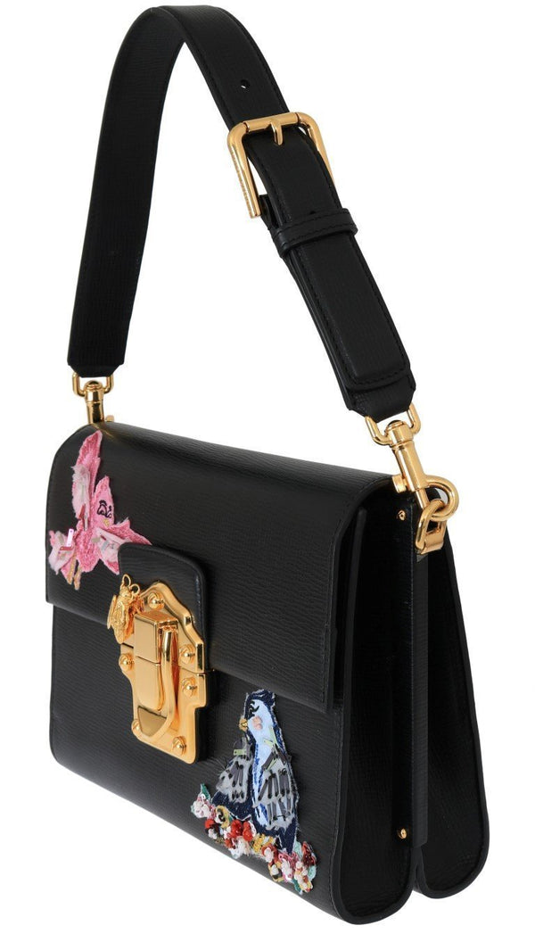 Black Leather LUCIA Shoulder Bag