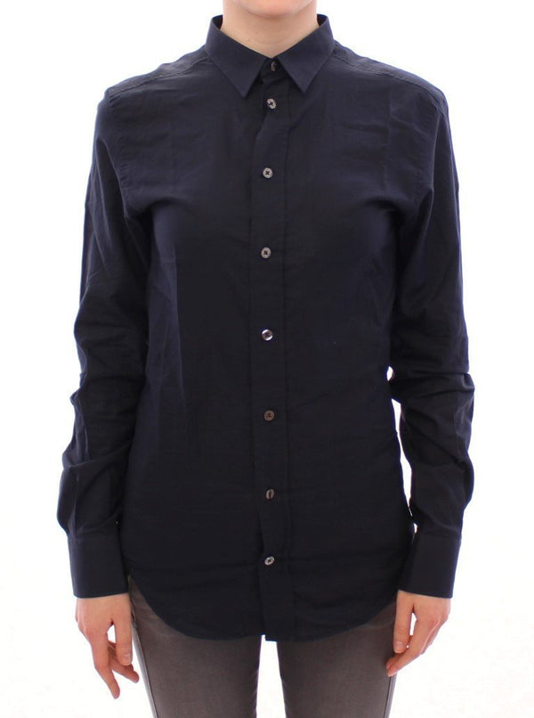 Blue Cotton Slim Button Shirt