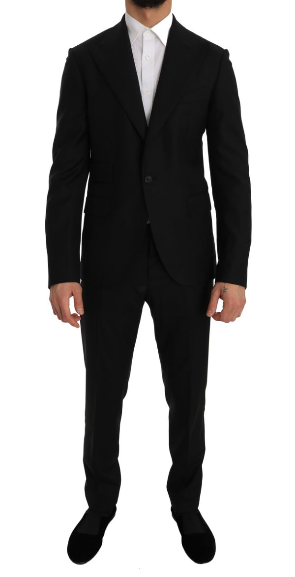 Black Wool Two Button Slim Fit Blazer Suit