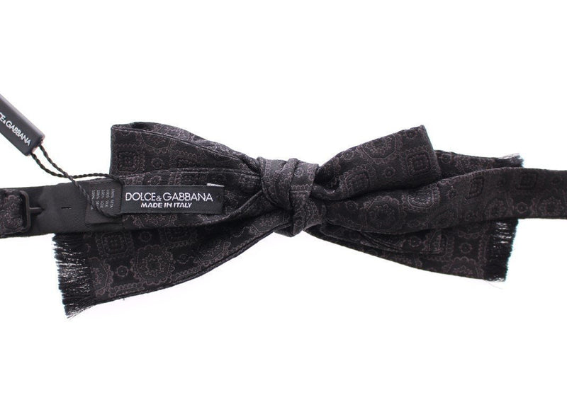 Black Silk Baroque Paisley Untied Bow Tie