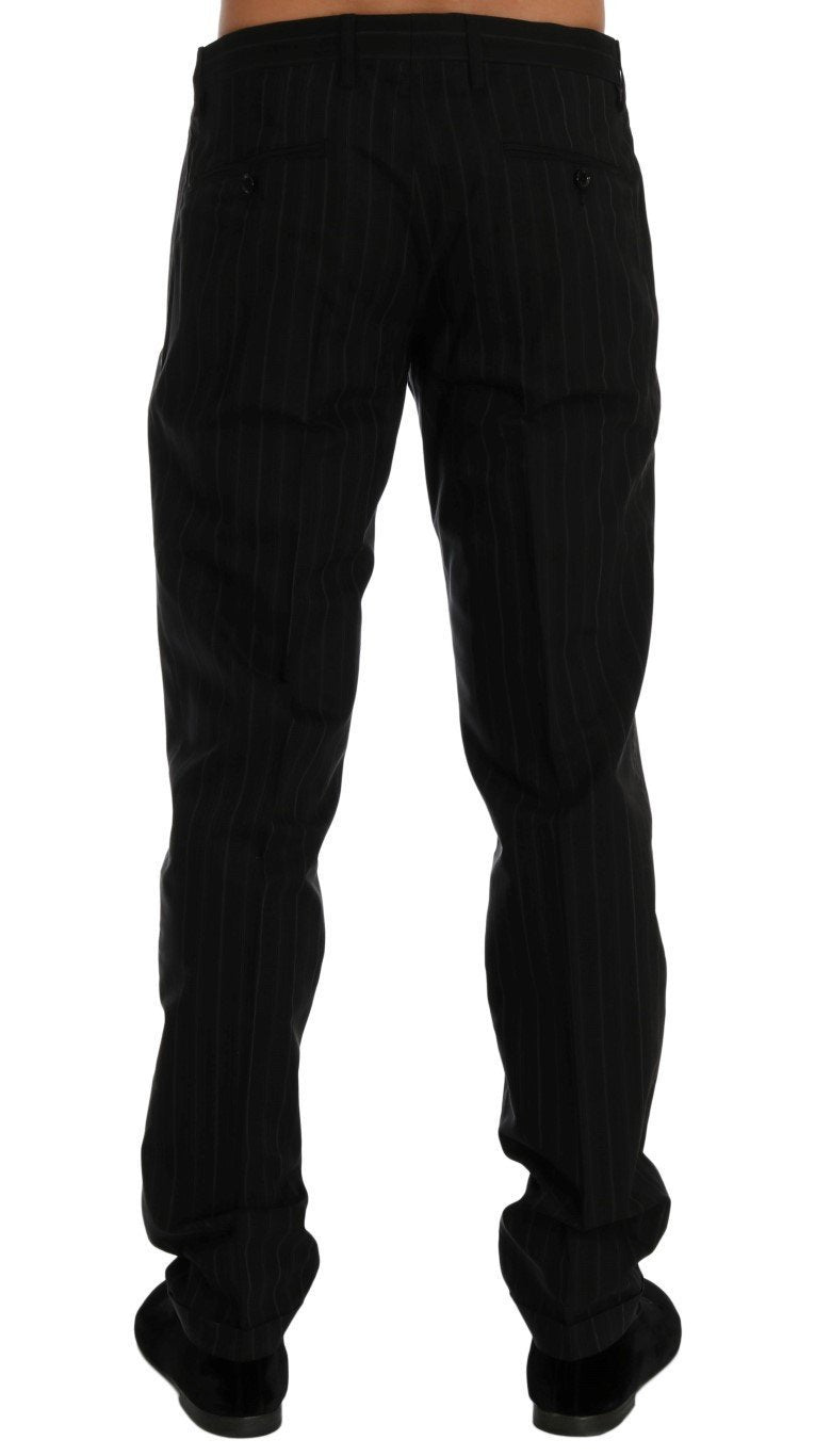 Black Striped Cotton Dress Formal Pants