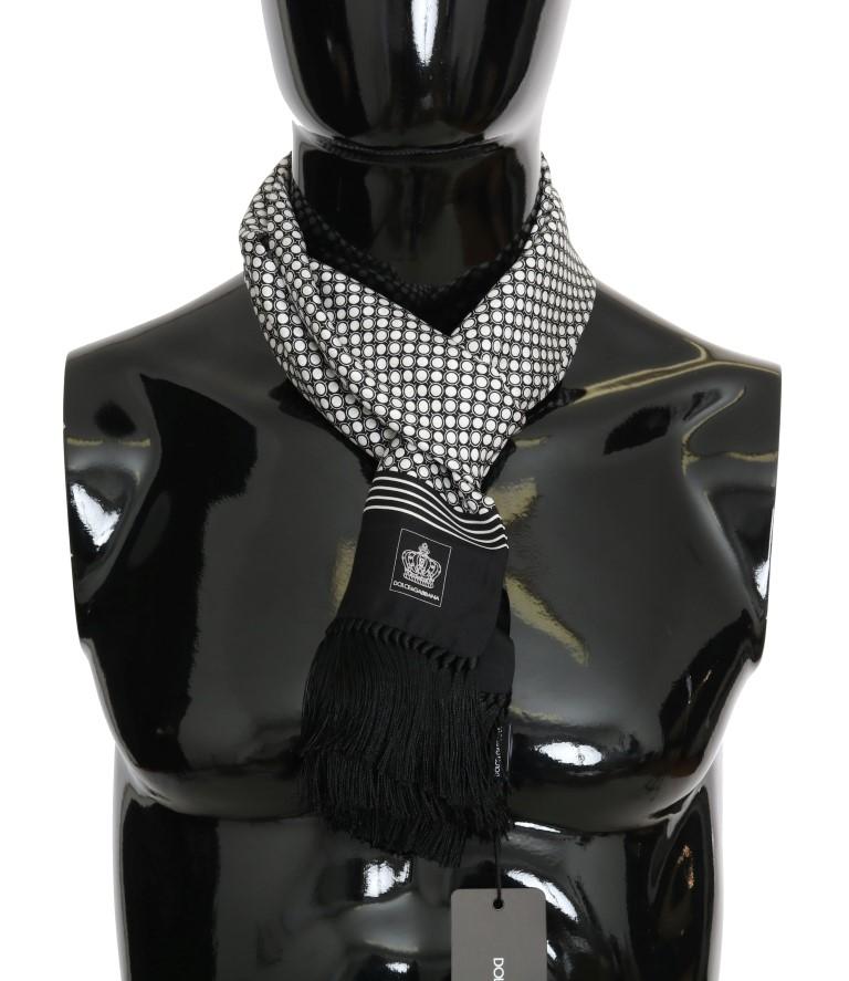 Black Silk White Dot Print Scarf