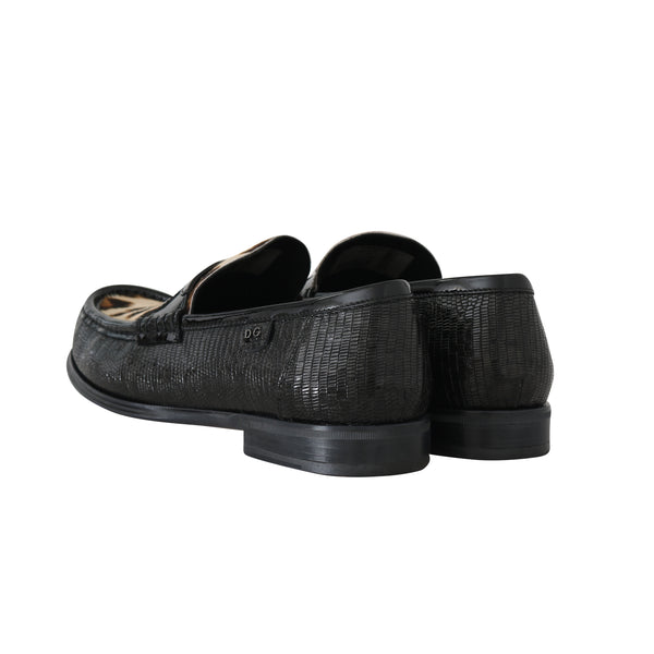 Moccasins Green Leather Pony Loafers
