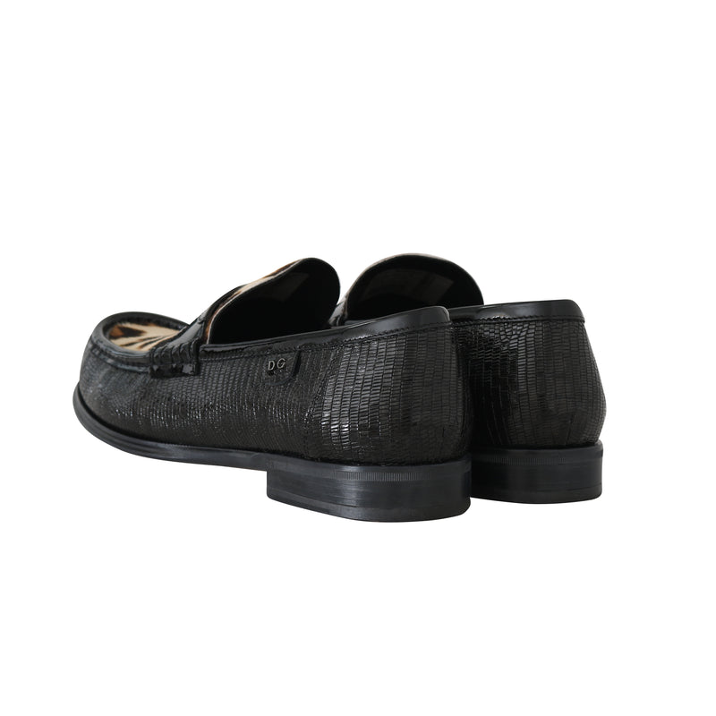 Moccasins Green Leather Pony Loafers