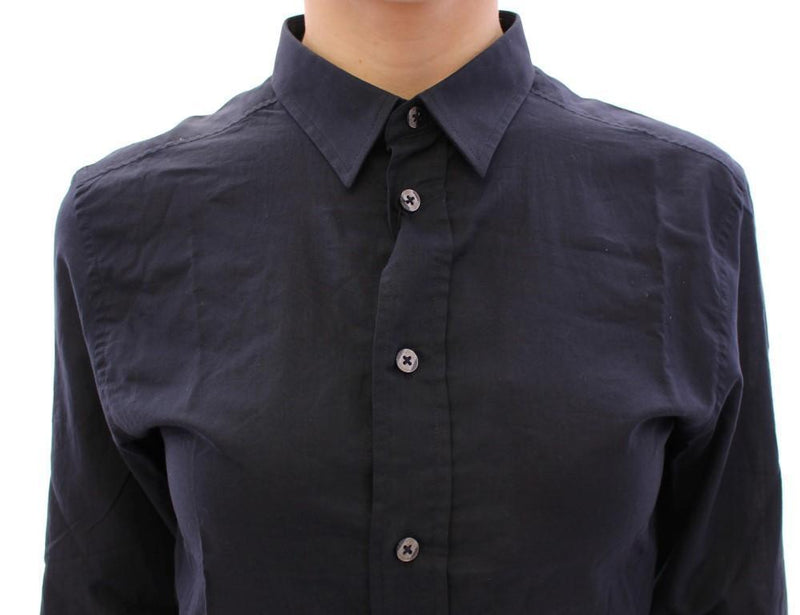 Blue Cotton Slim Button Shirt