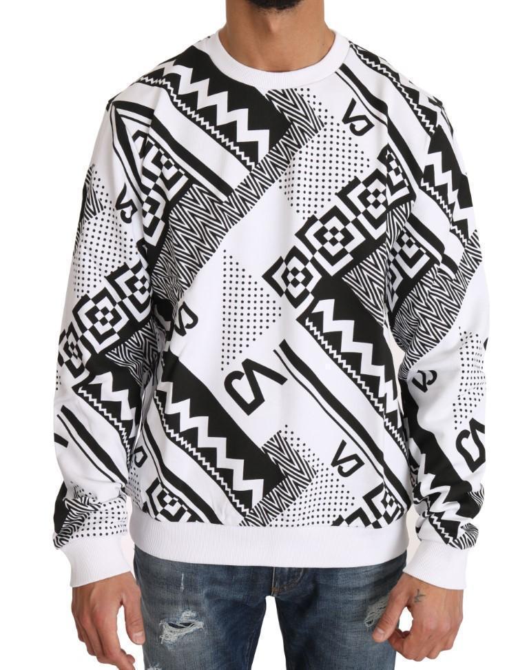 White Cotton Black Motive Pullover