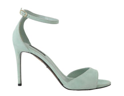 Green Suede Leather Heels Sandal