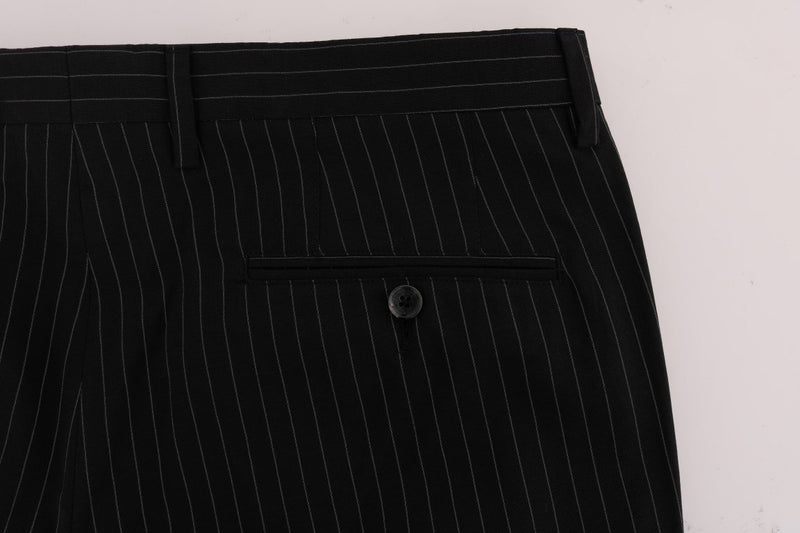 Black Striped Cotton Dress Formal Pants