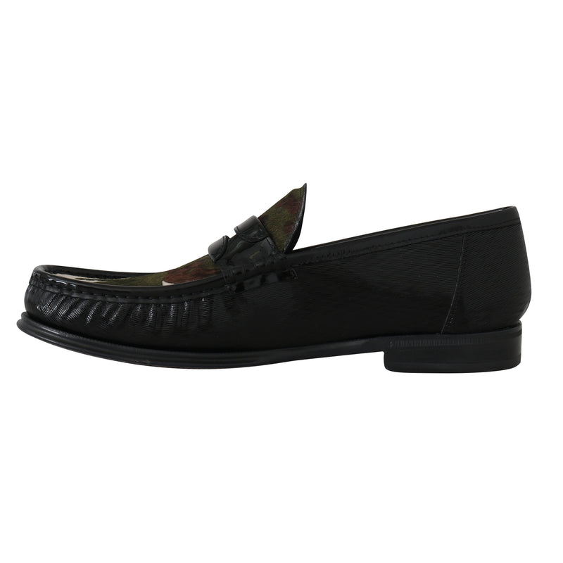 Black Leather Moccasins Pony Loafers