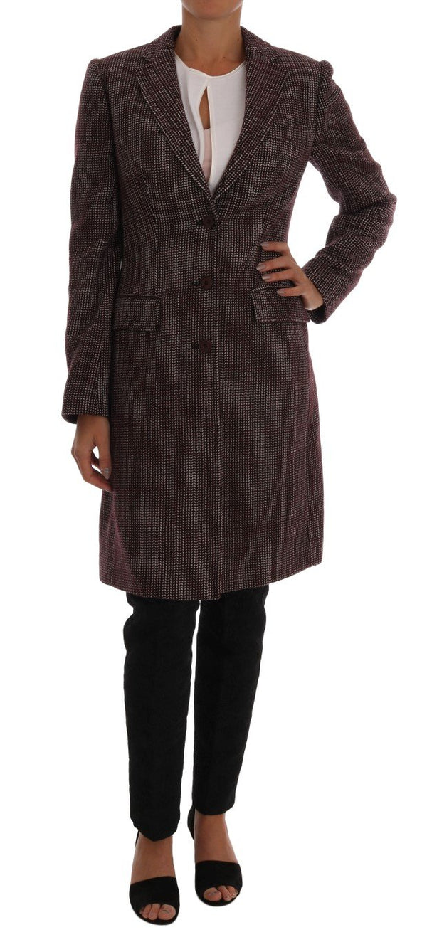 Bordeaux Wool Classic Tweed Coat