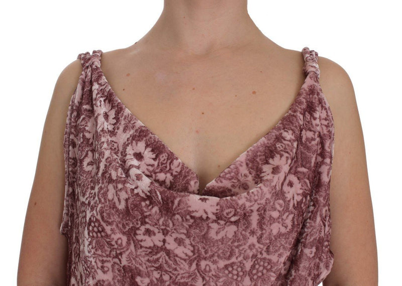 Pink Floral Print Viscose Silk Blouse Top