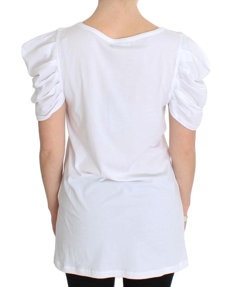 White Cotton Stretch Blouse T-shirt