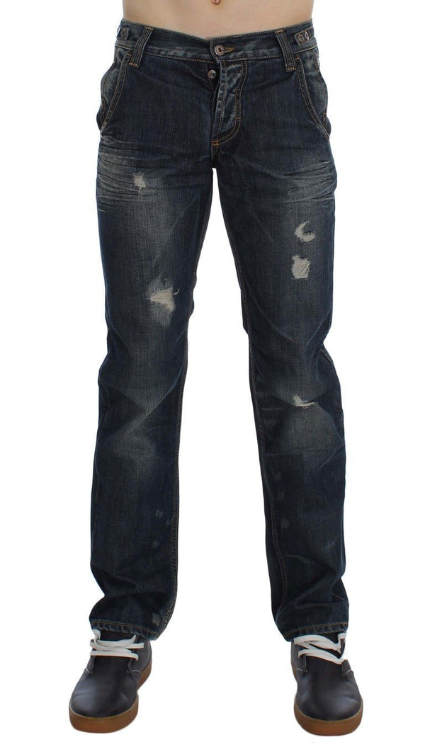 Blue Wash Cotton Denim Regular Fit Jeans