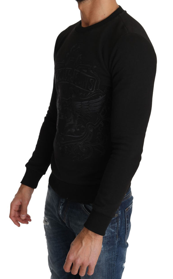 Black Cotton Tiger Embroidered Pullover