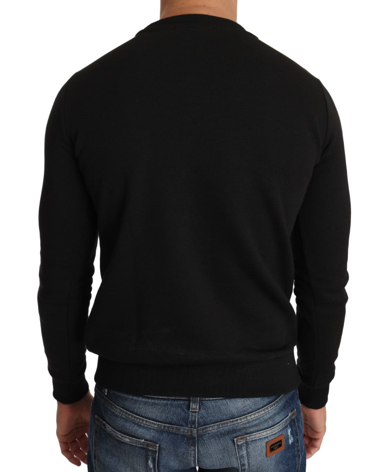 Black Cotton Tiger Embroidered Pullover