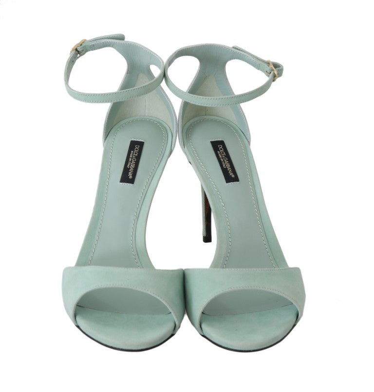 Green Suede Leather Heels Sandal