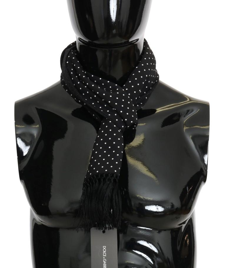 Black Wool Polka Dot Print Scarf