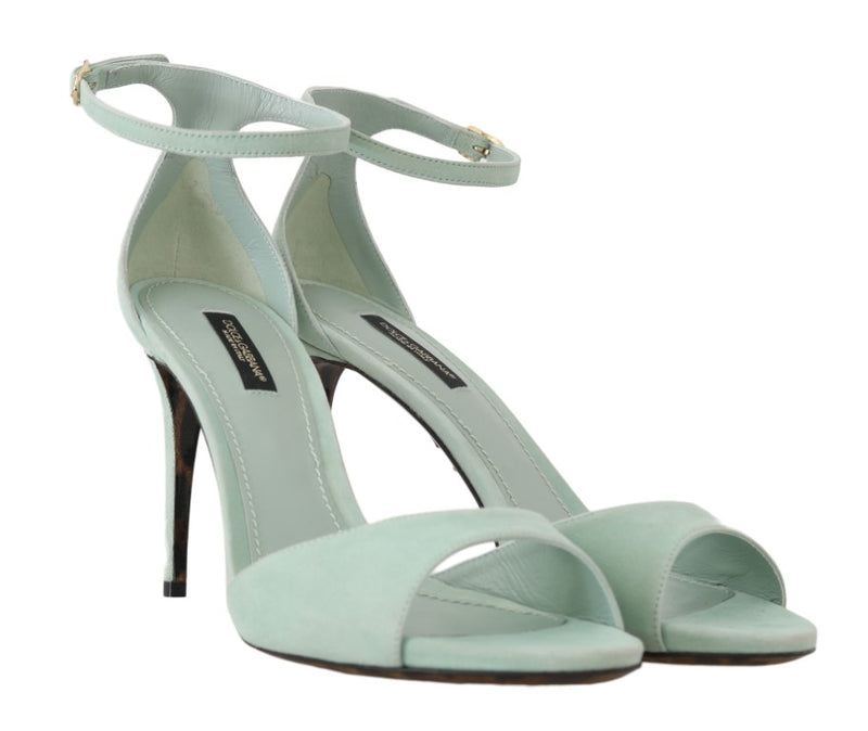 Green Suede Leather Heels Sandal