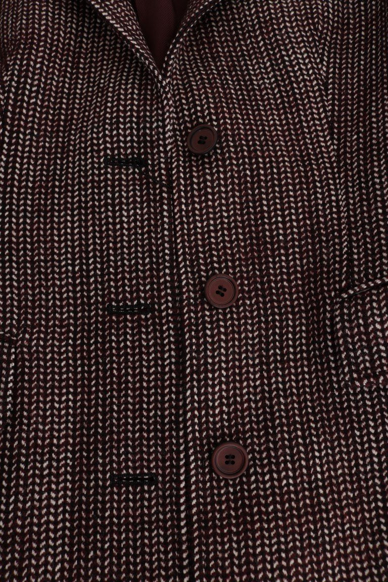 Bordeaux Wool Classic Tweed Coat