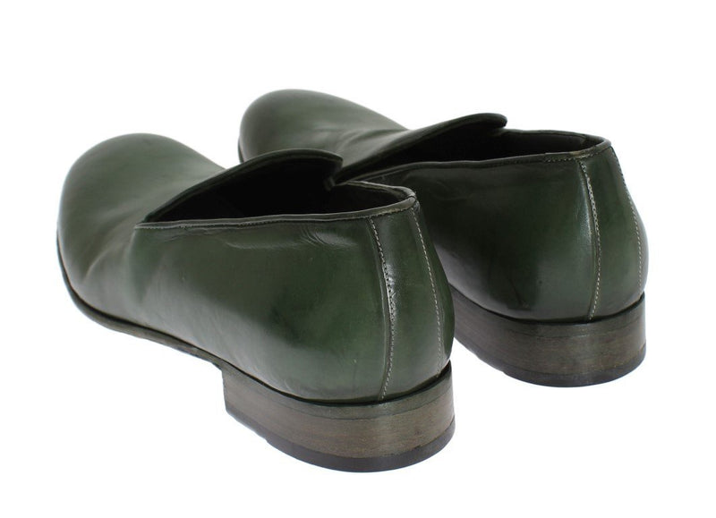 Green Leather Loafers Shoes