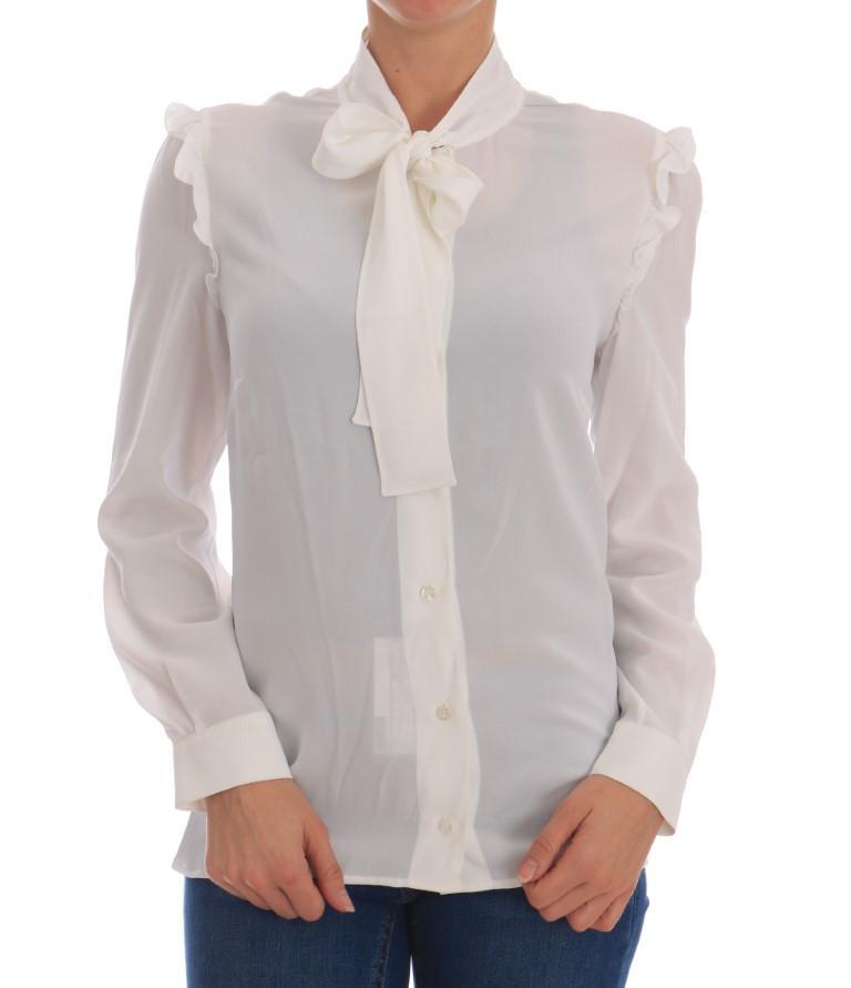 White Stretch Bow Dress Shirt