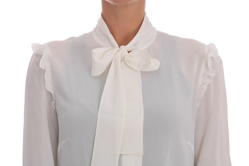 White Stretch Bow Dress Shirt